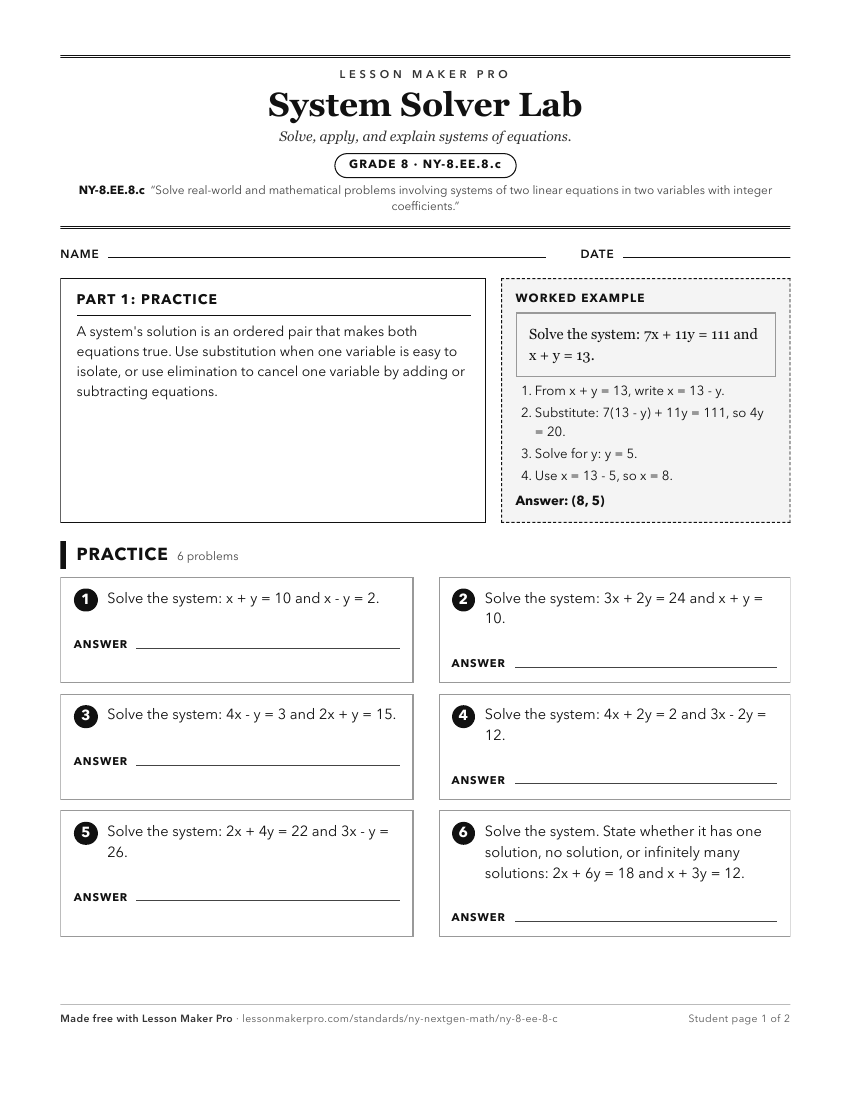 Preview of the NY-8.EE.8.c printable worksheet