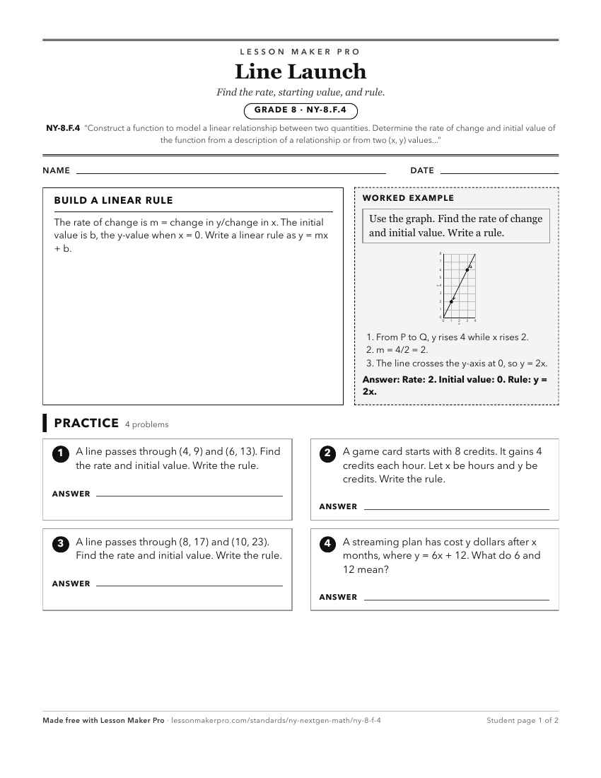 Preview of the NY-8.F.4 printable worksheet