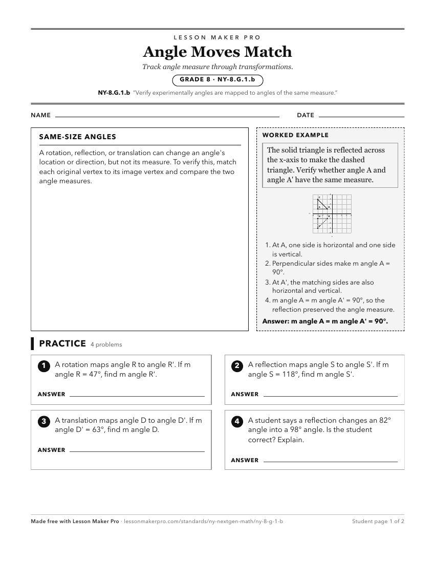 Preview of the NY-8.G.1.b printable worksheet