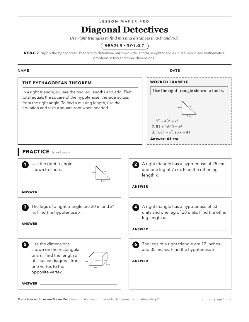 Preview of the NY-8.G.7 printable worksheet