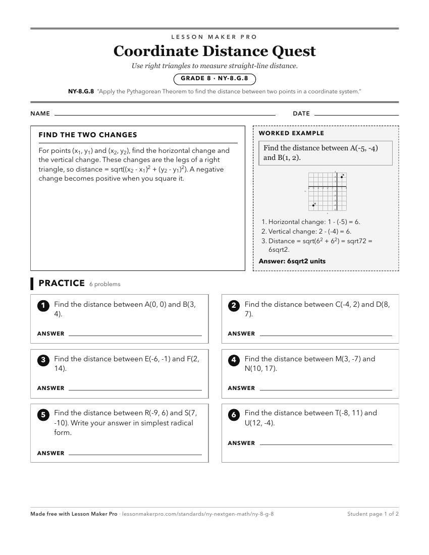 Preview of the NY-8.G.8 printable worksheet