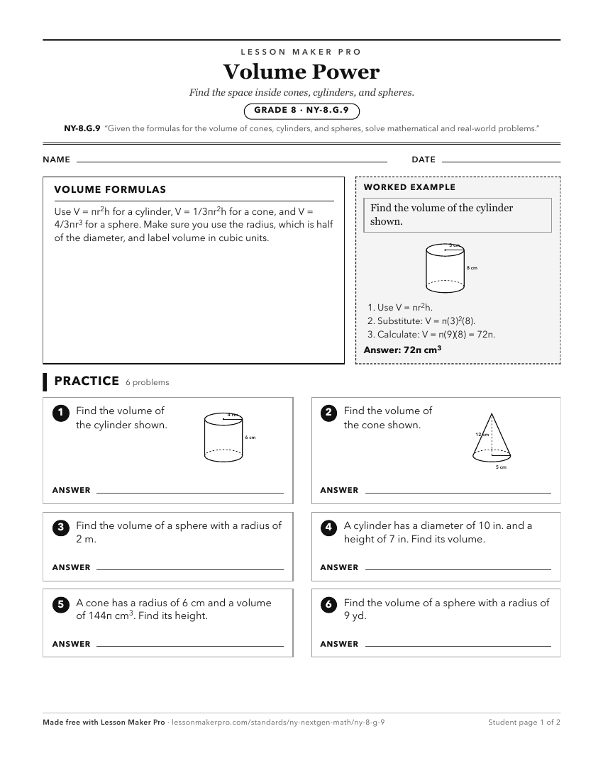 Preview of the NY-8.G.9 printable worksheet