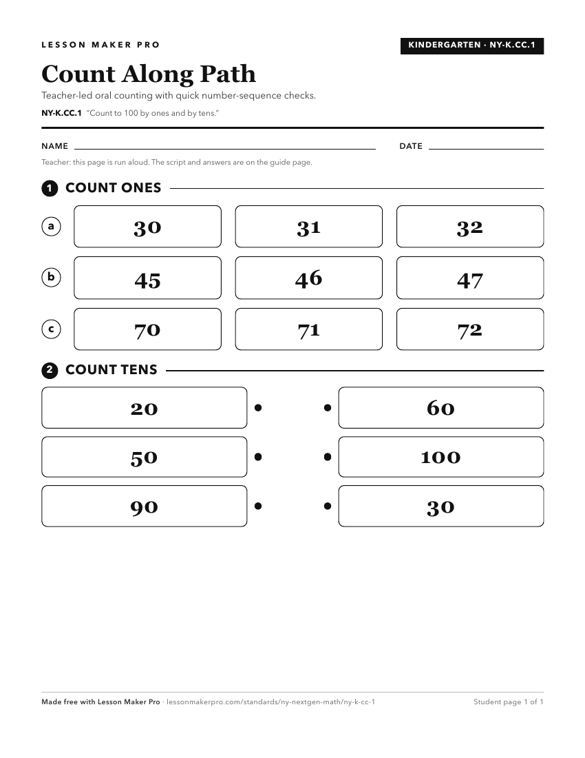 Preview of the NY-K.CC.1 printable worksheet