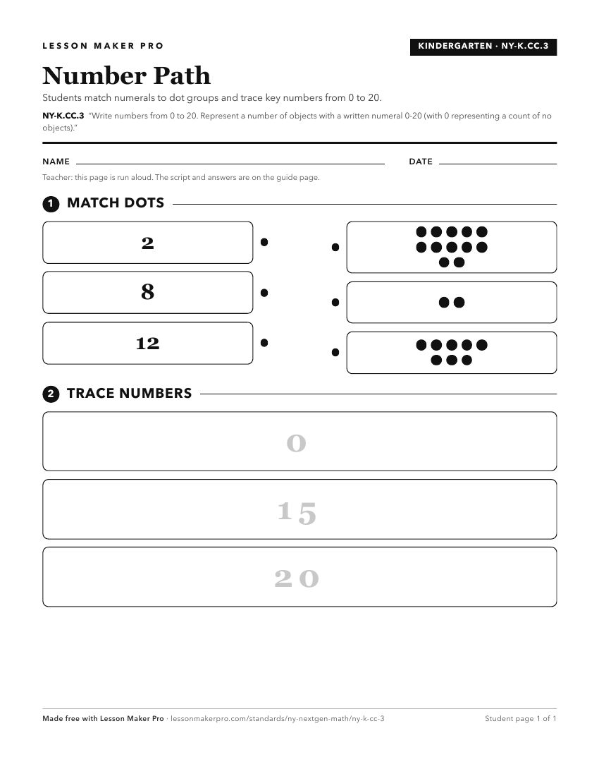 Preview of the NY-K.CC.3 printable worksheet