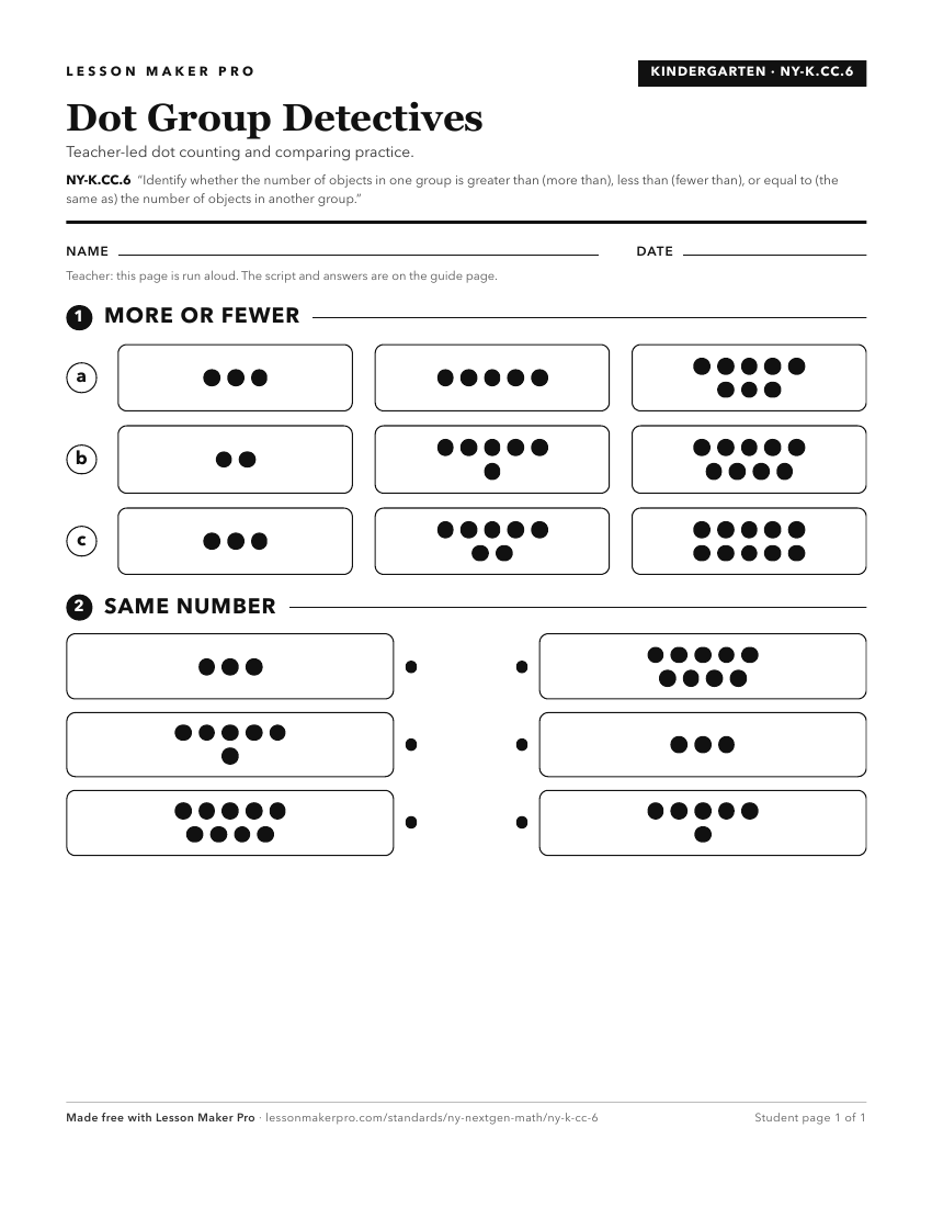 Preview of the NY-K.CC.6 printable worksheet
