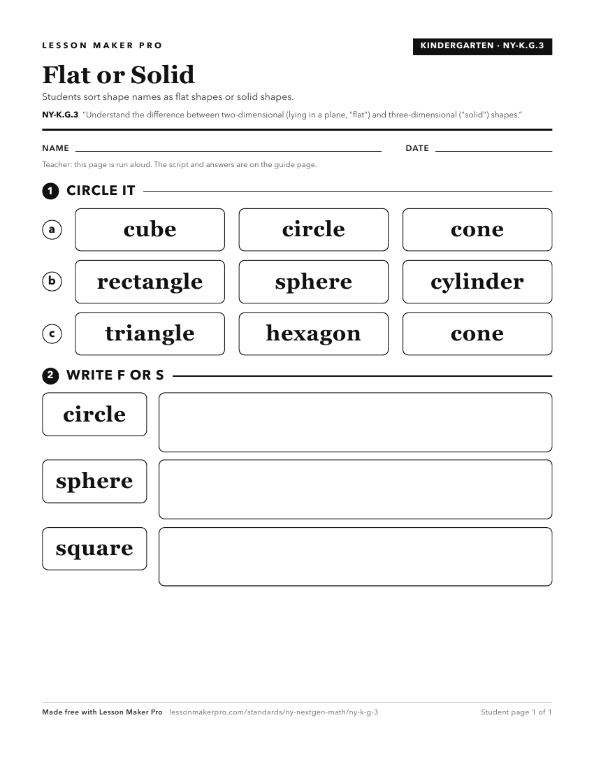 Preview of the NY-K.G.3 printable worksheet