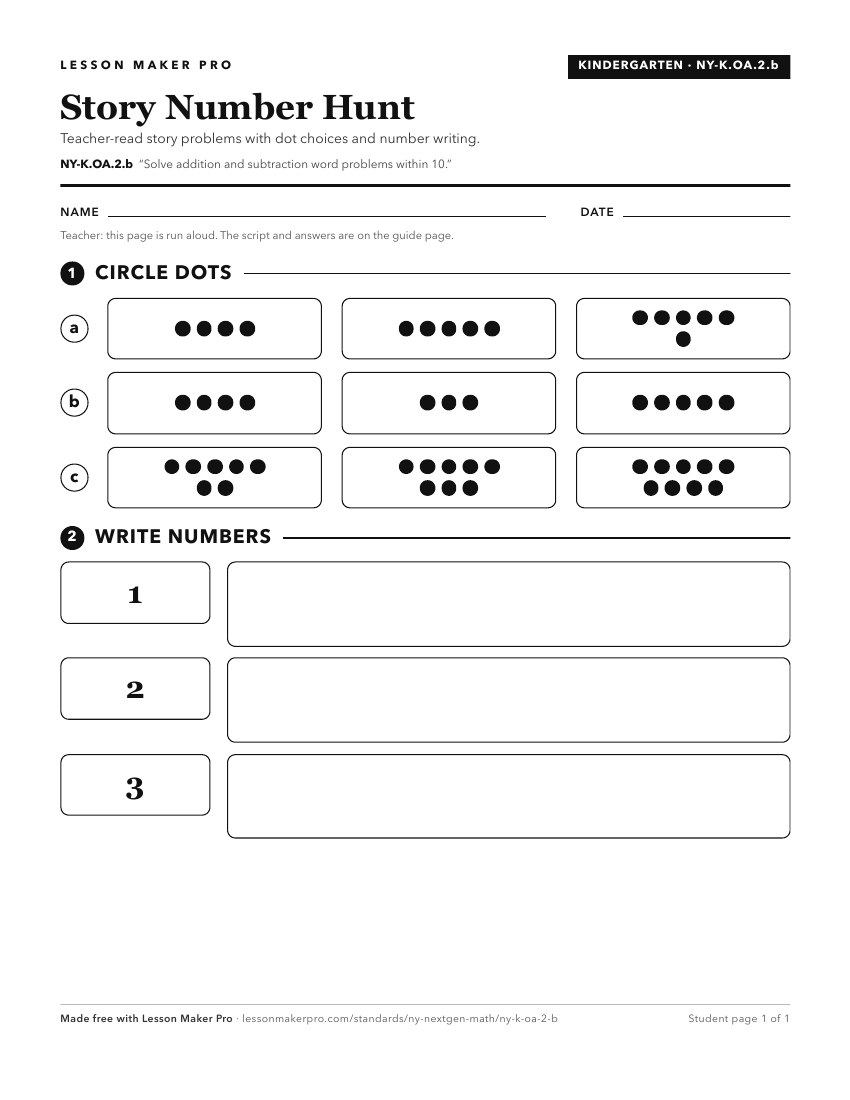 Preview of the NY-K.OA.2.b printable worksheet