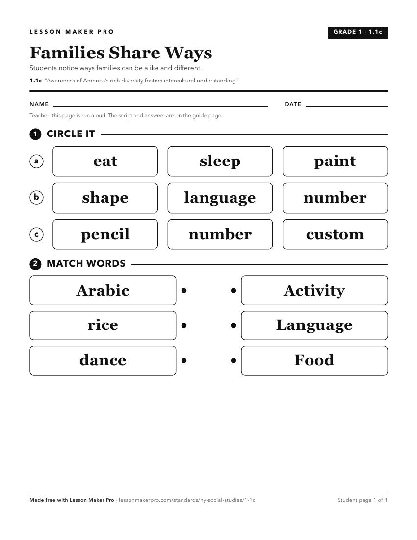 Preview of the 1.1c printable worksheet