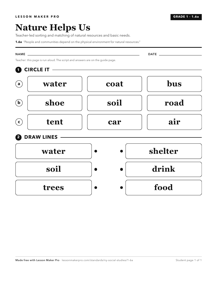 Preview of the 1.6a printable worksheet