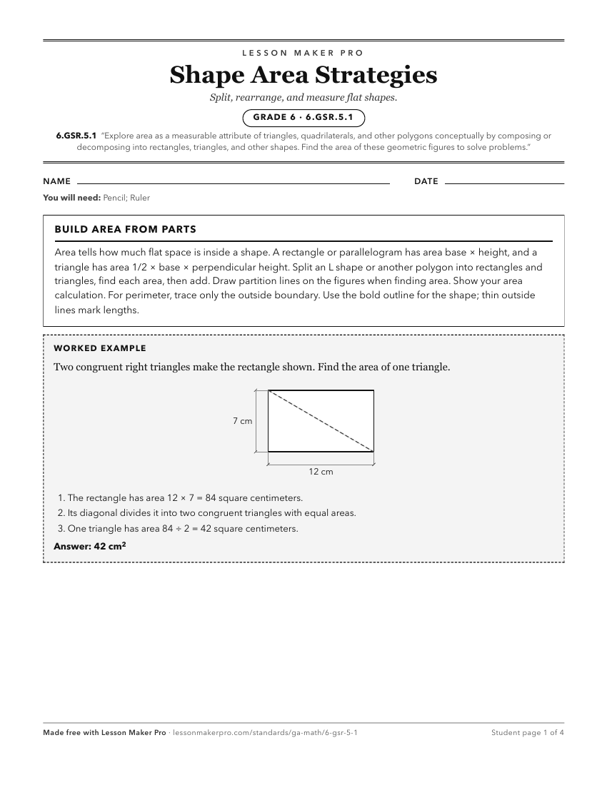 Preview of the 6.GSR.5.1 printable worksheet