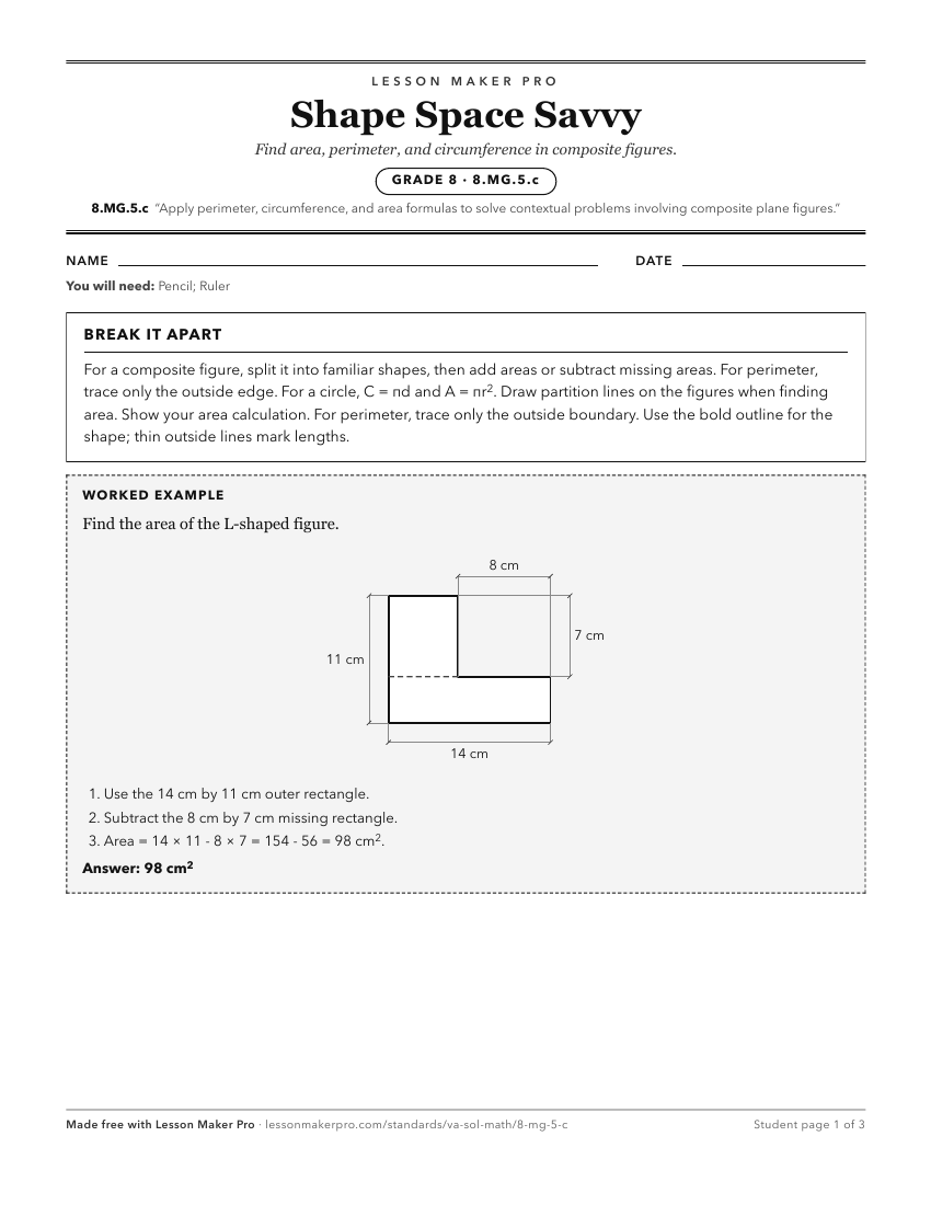 Preview of the 8.MG.5.c printable worksheet