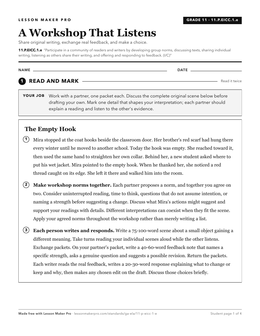 Preview of the 11.P.EICC.1.e printable worksheet