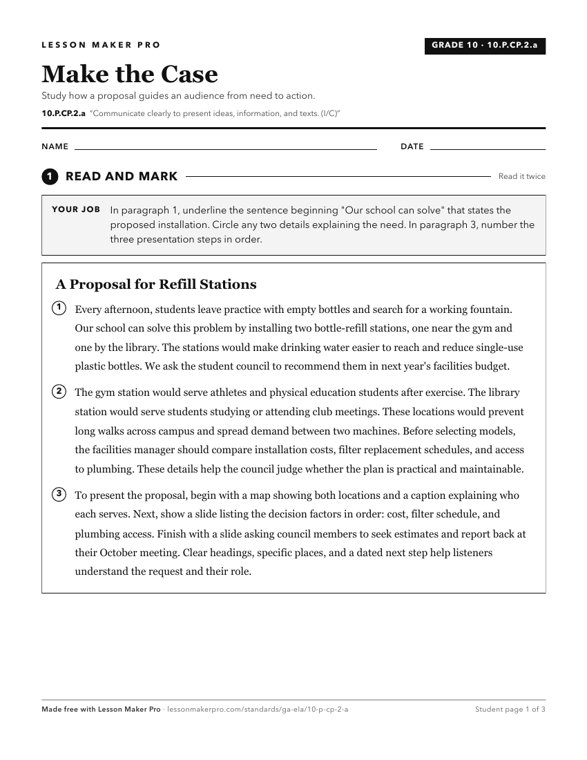 Preview of the 10.P.CP.2.a printable worksheet
