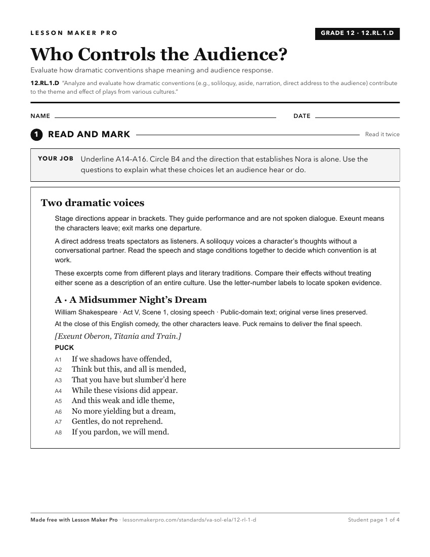 Preview of the 12.RL.1.D printable worksheet