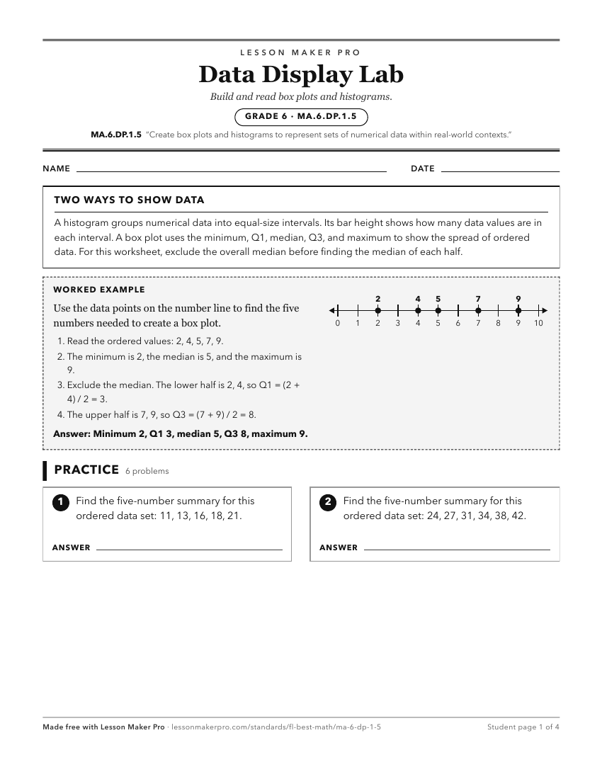 Preview of the MA.6.DP.1.5 printable worksheet