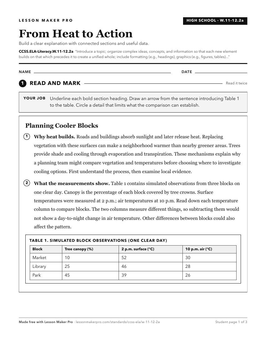 Preview of the CCSS.ELA-Literacy.W.11-12.2a printable worksheet