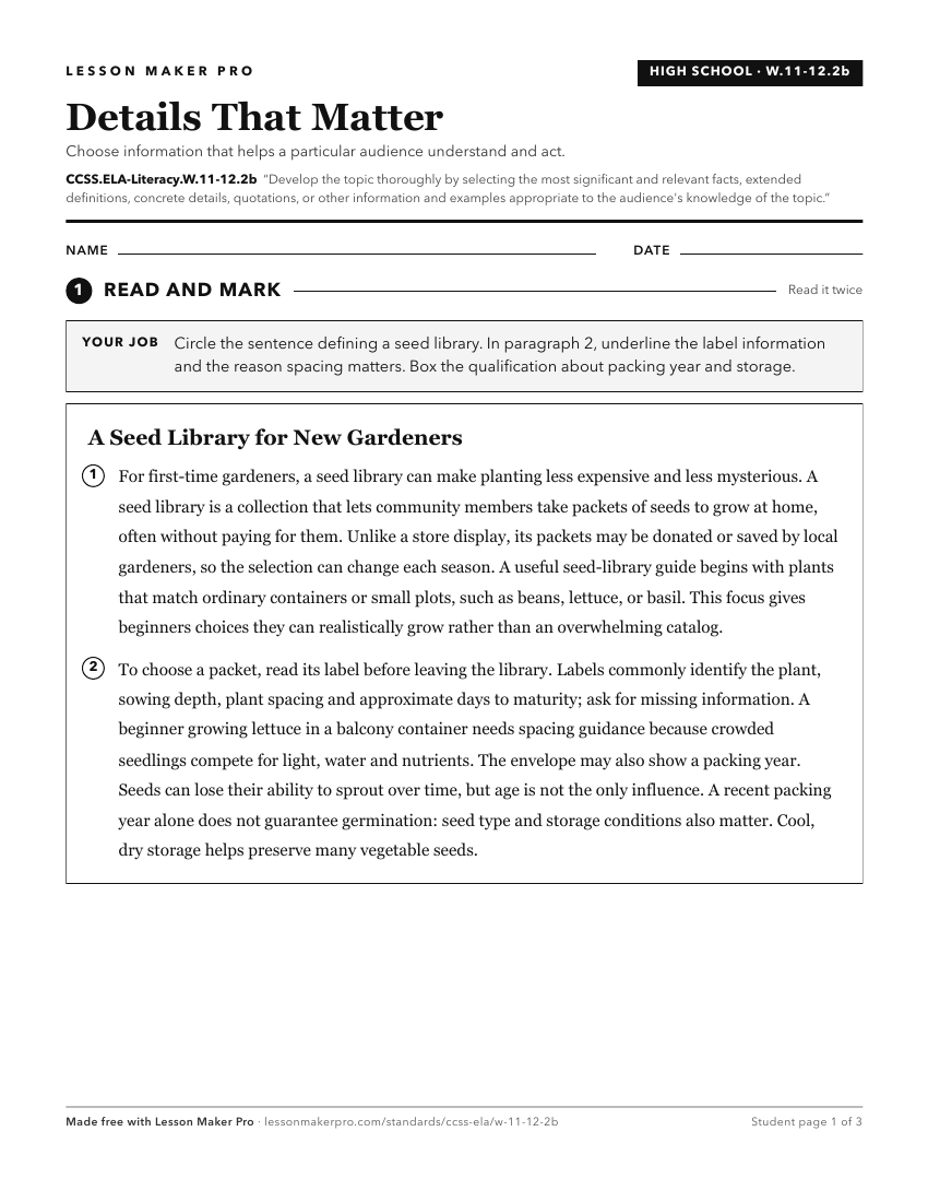 Preview of the CCSS.ELA-Literacy.W.11-12.2b printable worksheet