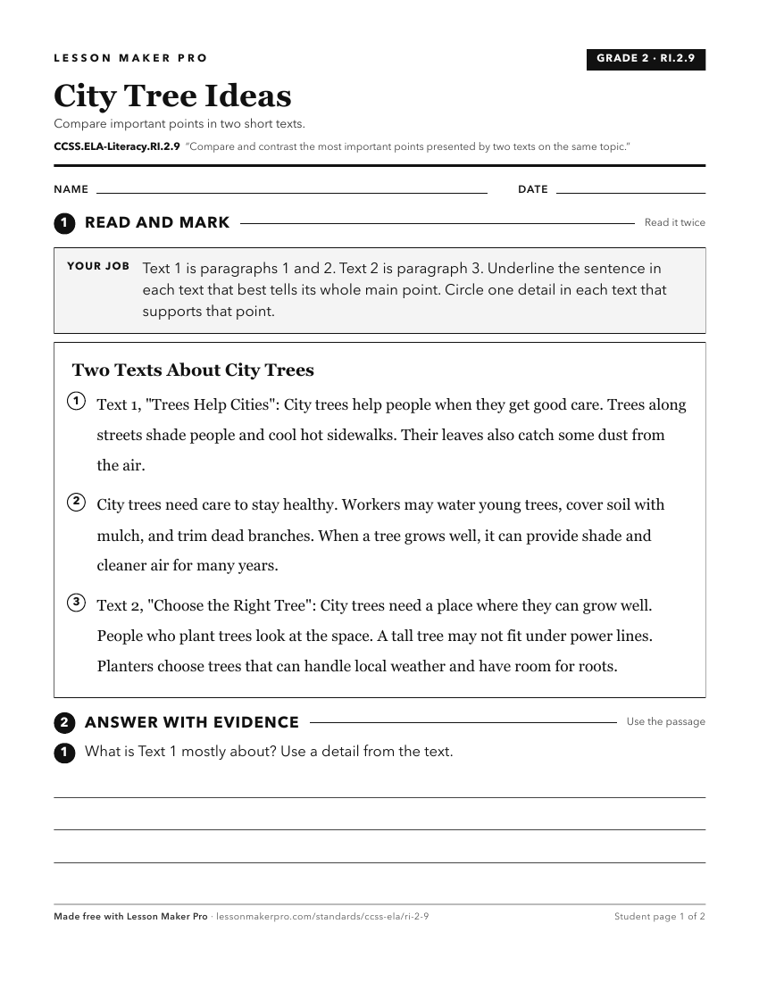 Preview of the CCSS.ELA-Literacy.RI.2.9 printable worksheet
