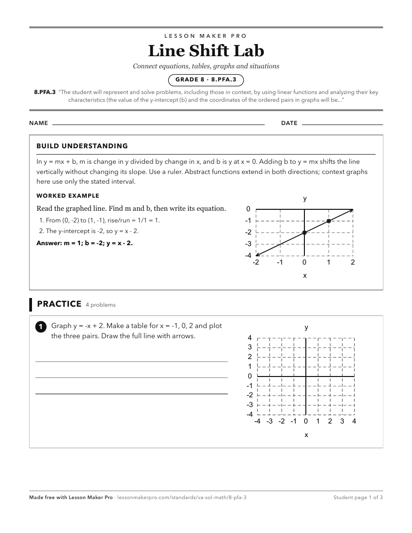Preview of the 8.PFA.3 printable worksheet