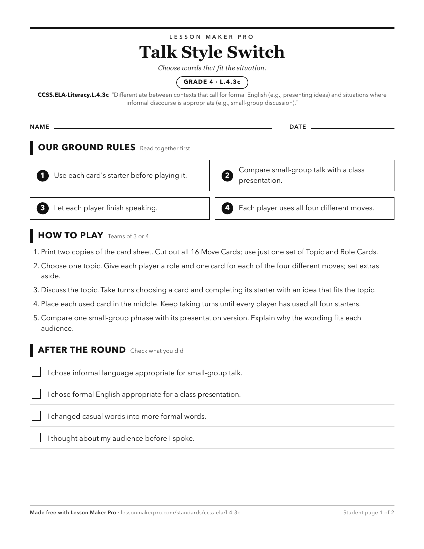 Preview of the CCSS.ELA-Literacy.L.4.3c printable worksheet