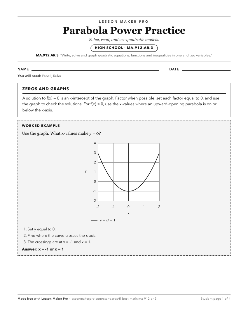 Preview of the MA.912.AR.3 printable worksheet