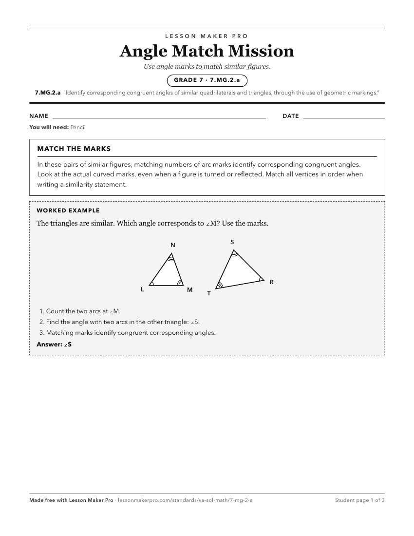 Preview of the 7.MG.2.a printable worksheet