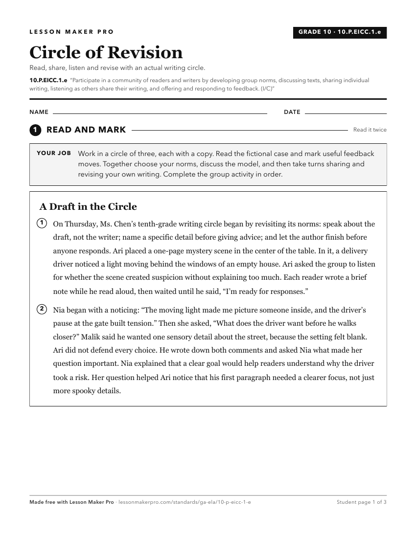 Preview of the 10.P.EICC.1.e printable worksheet