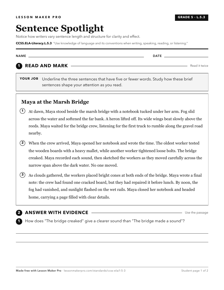Preview of the CCSS.ELA-Literacy.L.5.3 printable worksheet
