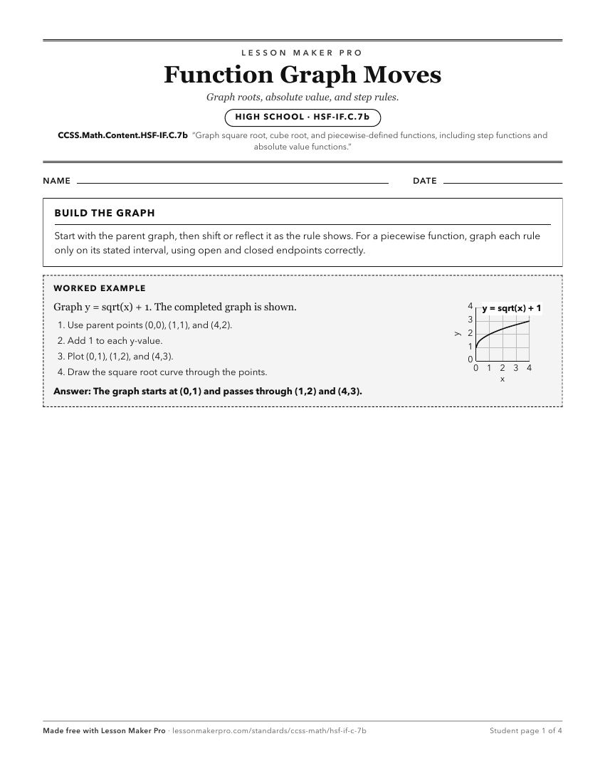 Preview of the CCSS.Math.Content.HSF-IF.C.7b printable worksheet