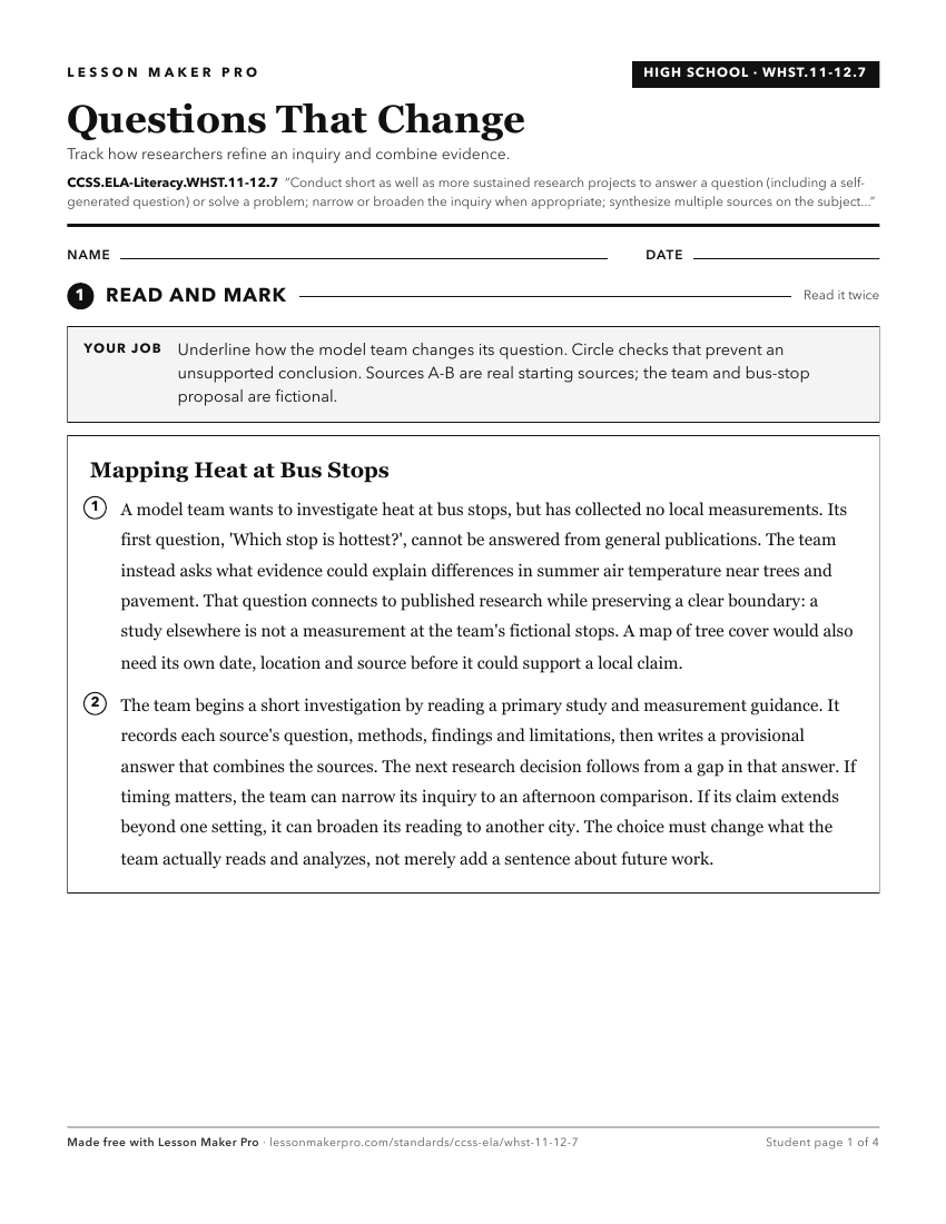 Preview of the CCSS.ELA-Literacy.WHST.11-12.7 printable worksheet