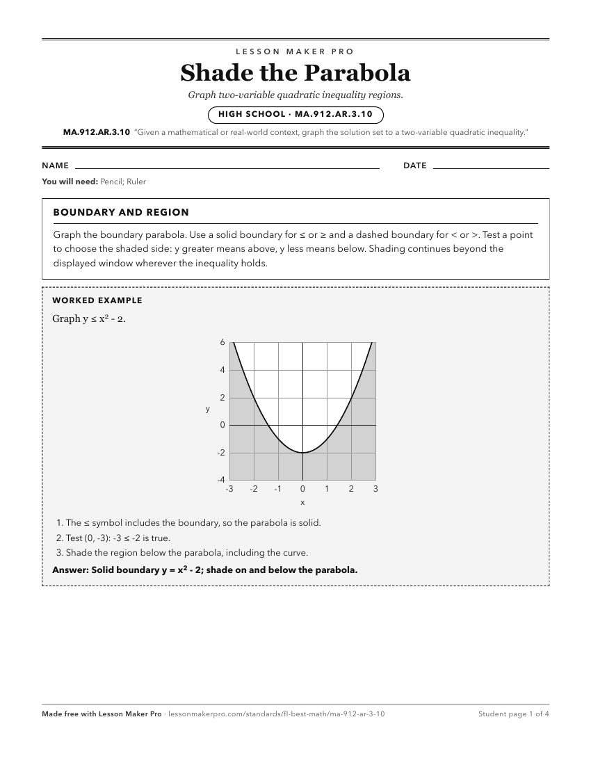 Preview of the MA.912.AR.3.10 printable worksheet