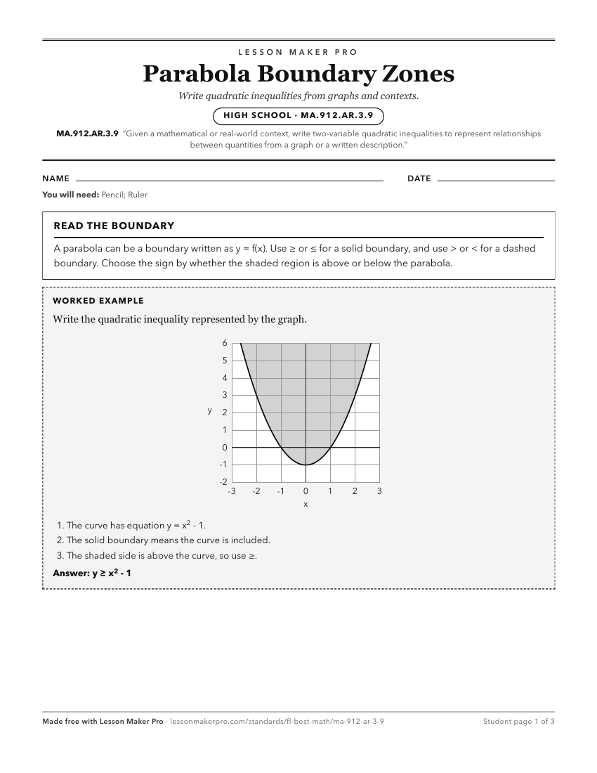 Preview of the MA.912.AR.3.9 printable worksheet
