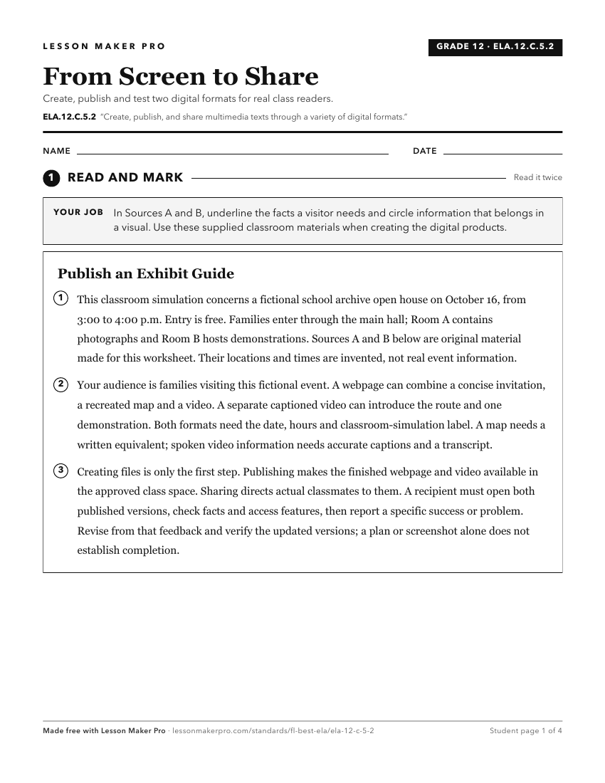 Preview of the ELA.12.C.5.2 printable worksheet
