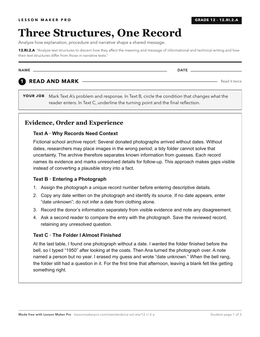 Preview of the 12.RI.2.A printable worksheet