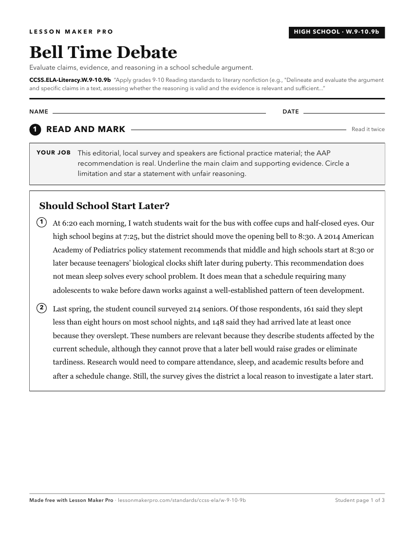Preview of the CCSS.ELA-Literacy.W.9-10.9b printable worksheet