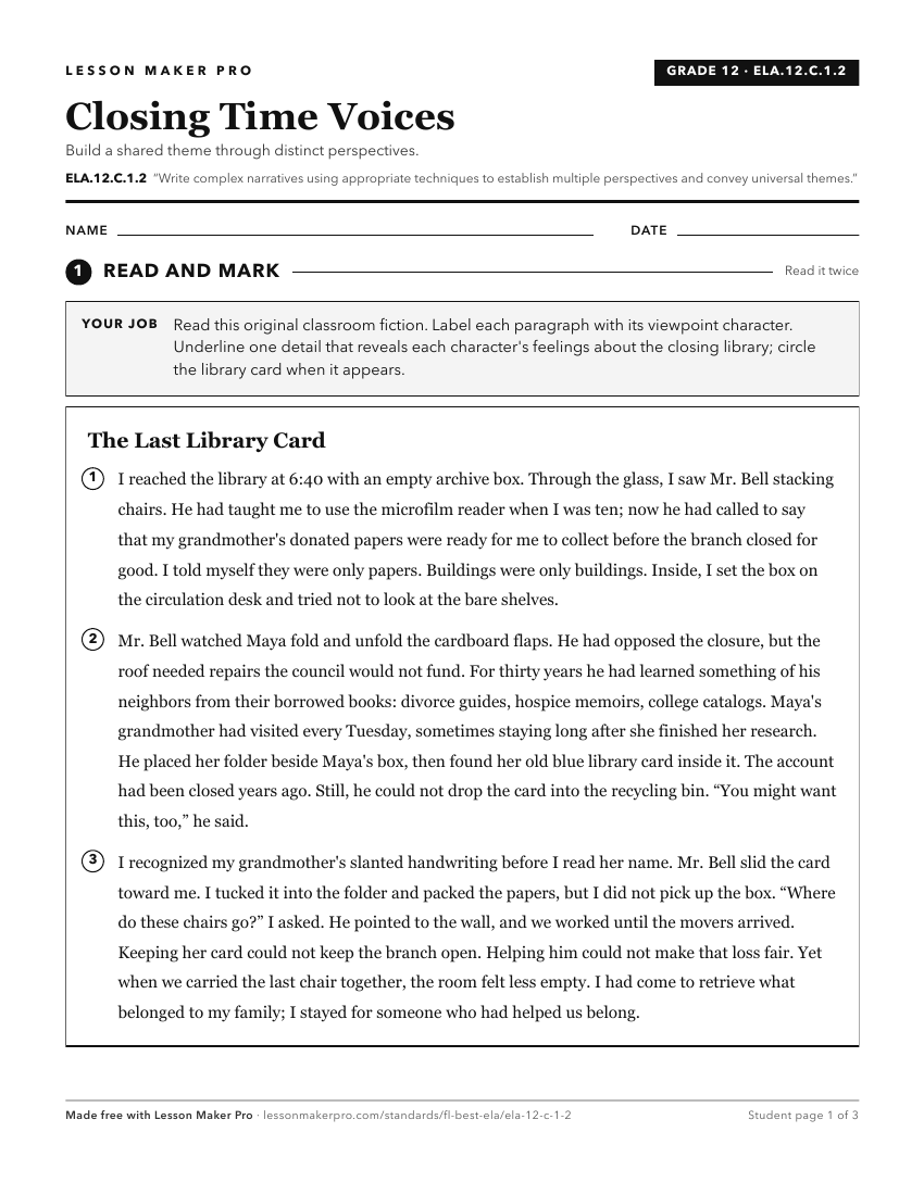 Preview of the ELA.12.C.1.2 printable worksheet