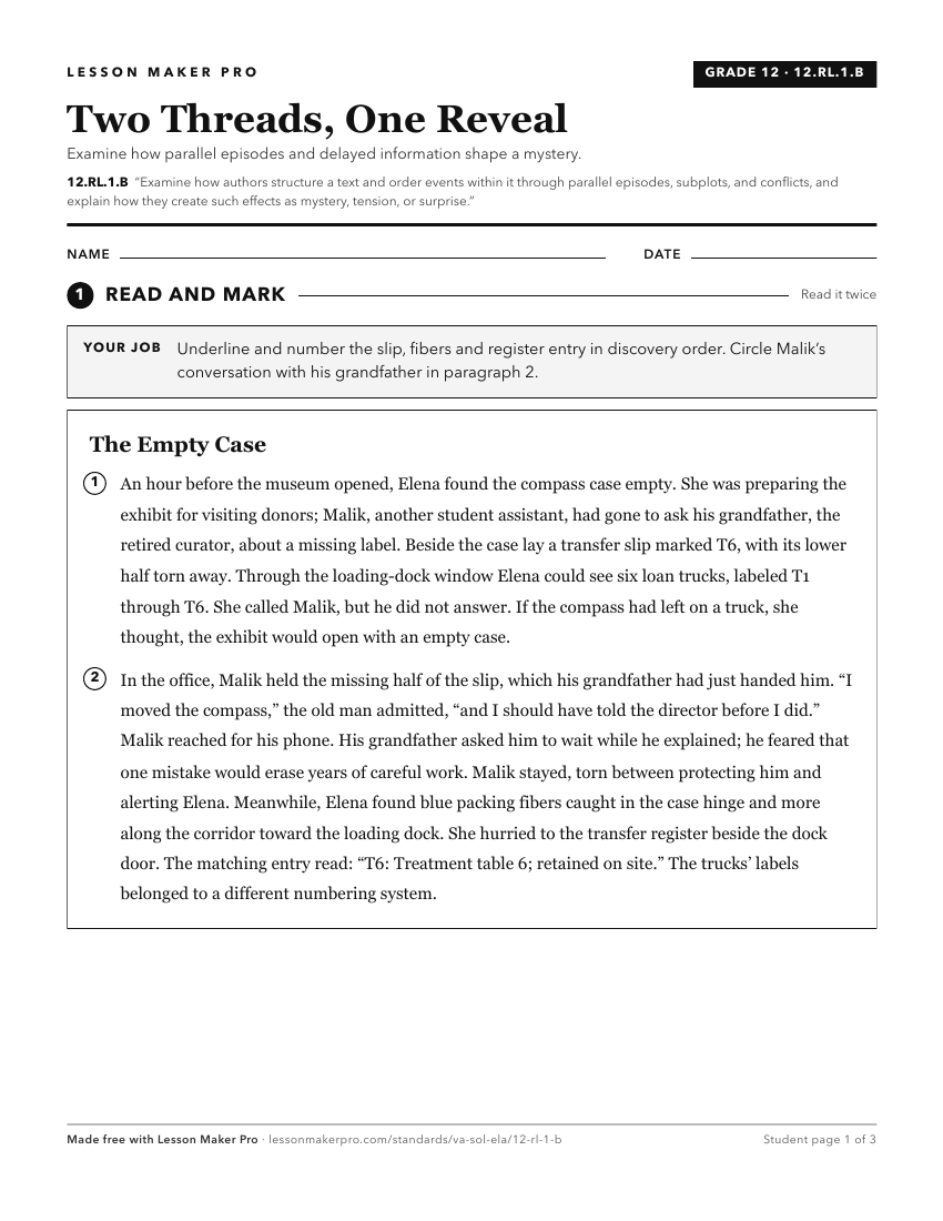 Preview of the 12.RL.1.B printable worksheet