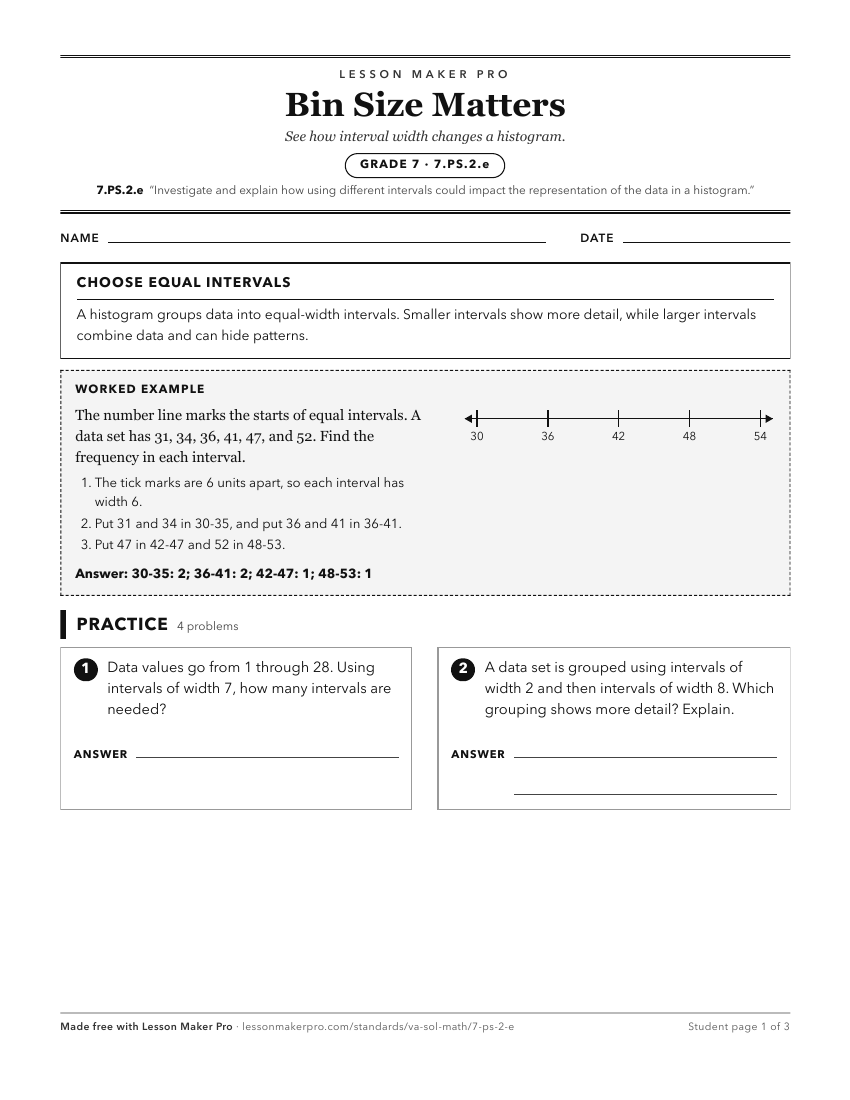 Preview of the 7.PS.2.e printable worksheet