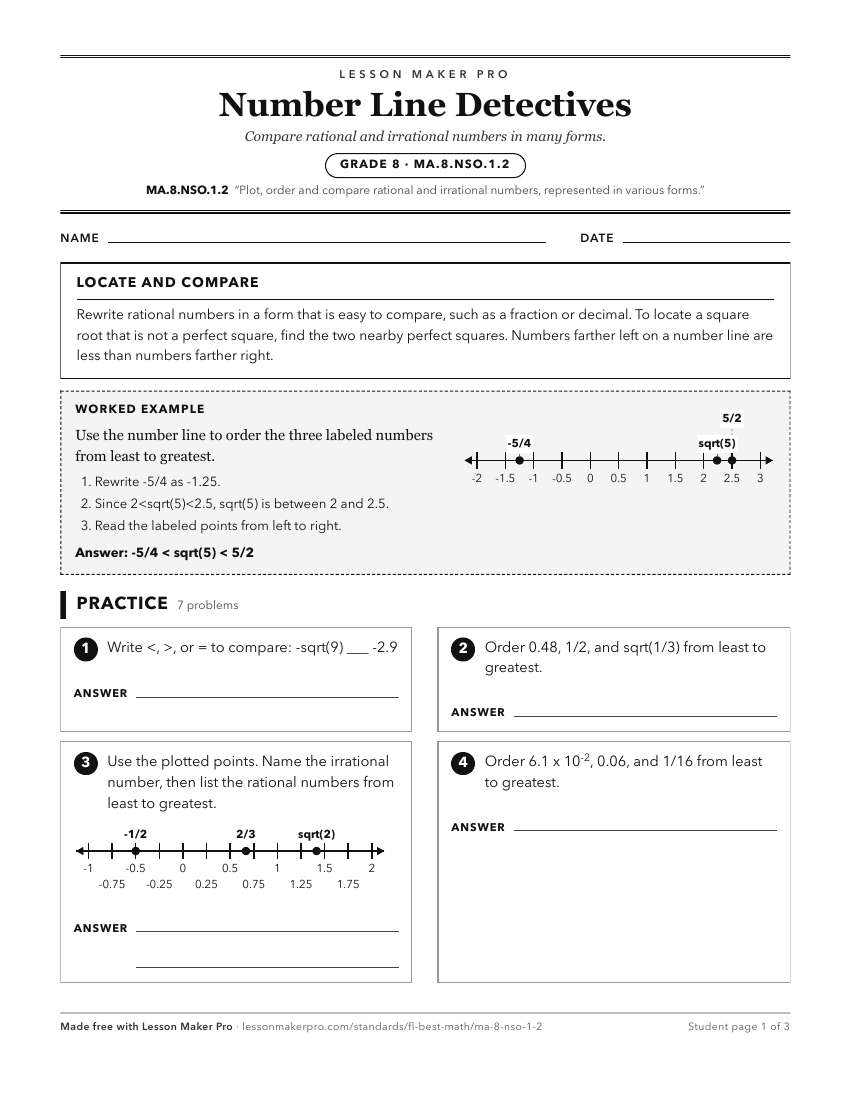 Preview of the MA.8.NSO.1.2 printable worksheet