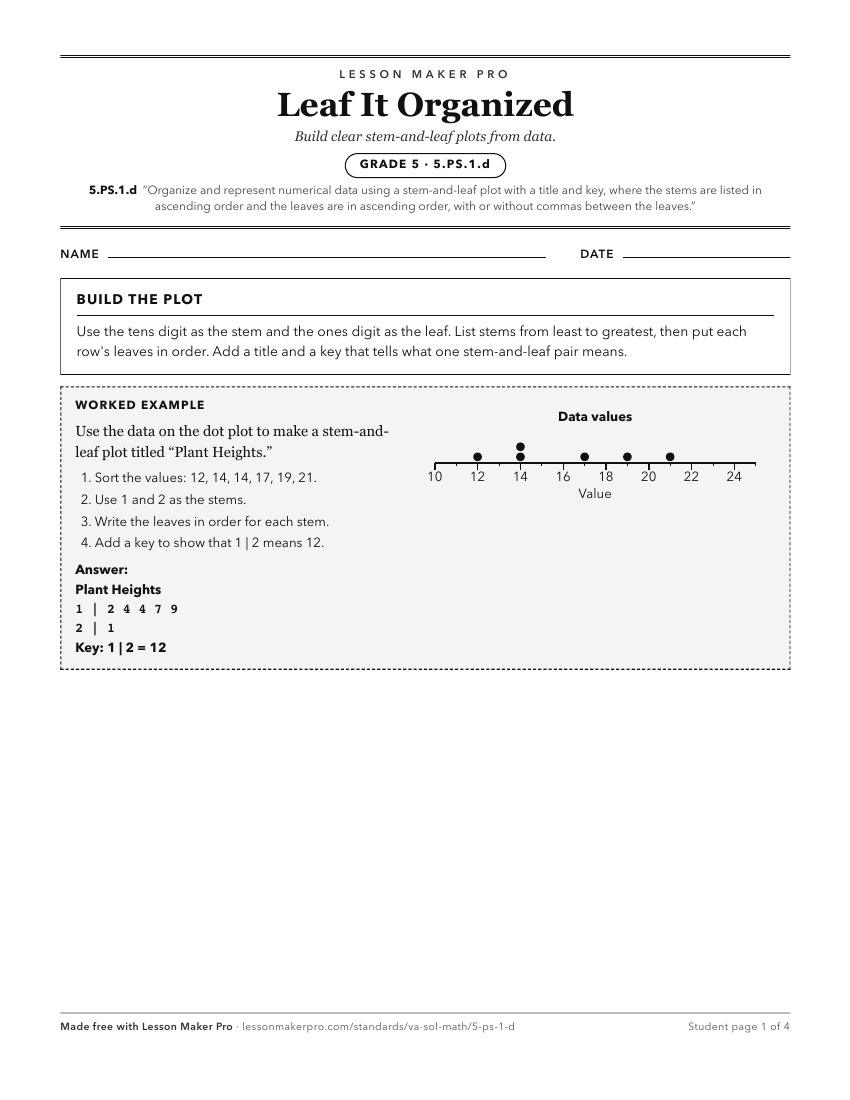 Preview of the 5.PS.1.d printable worksheet