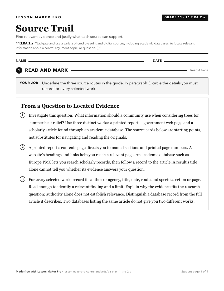 Preview of the 11.T.RA.2.a printable worksheet