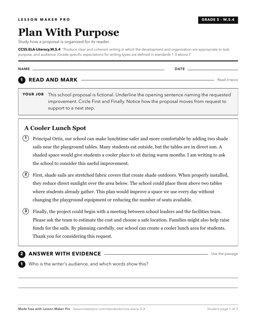 Preview of the CCSS.ELA-Literacy.W.5.4 printable worksheet