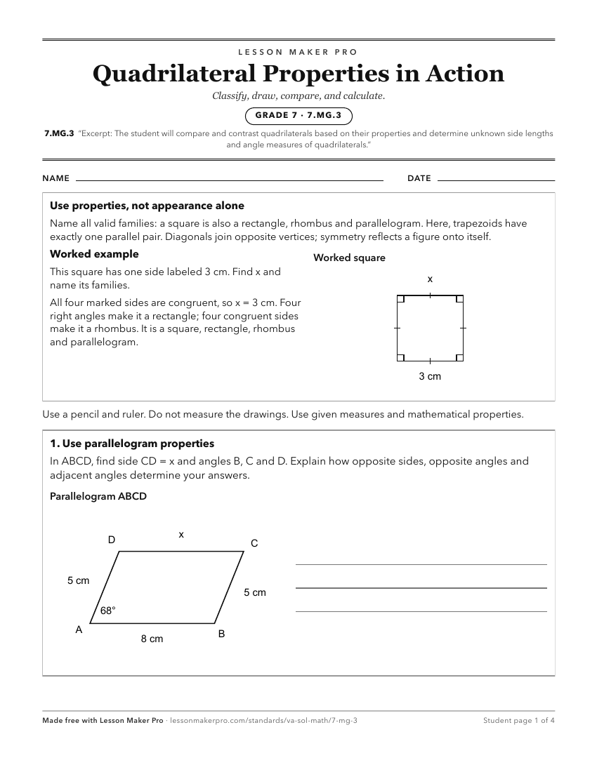 Preview of the 7.MG.3 printable worksheet
