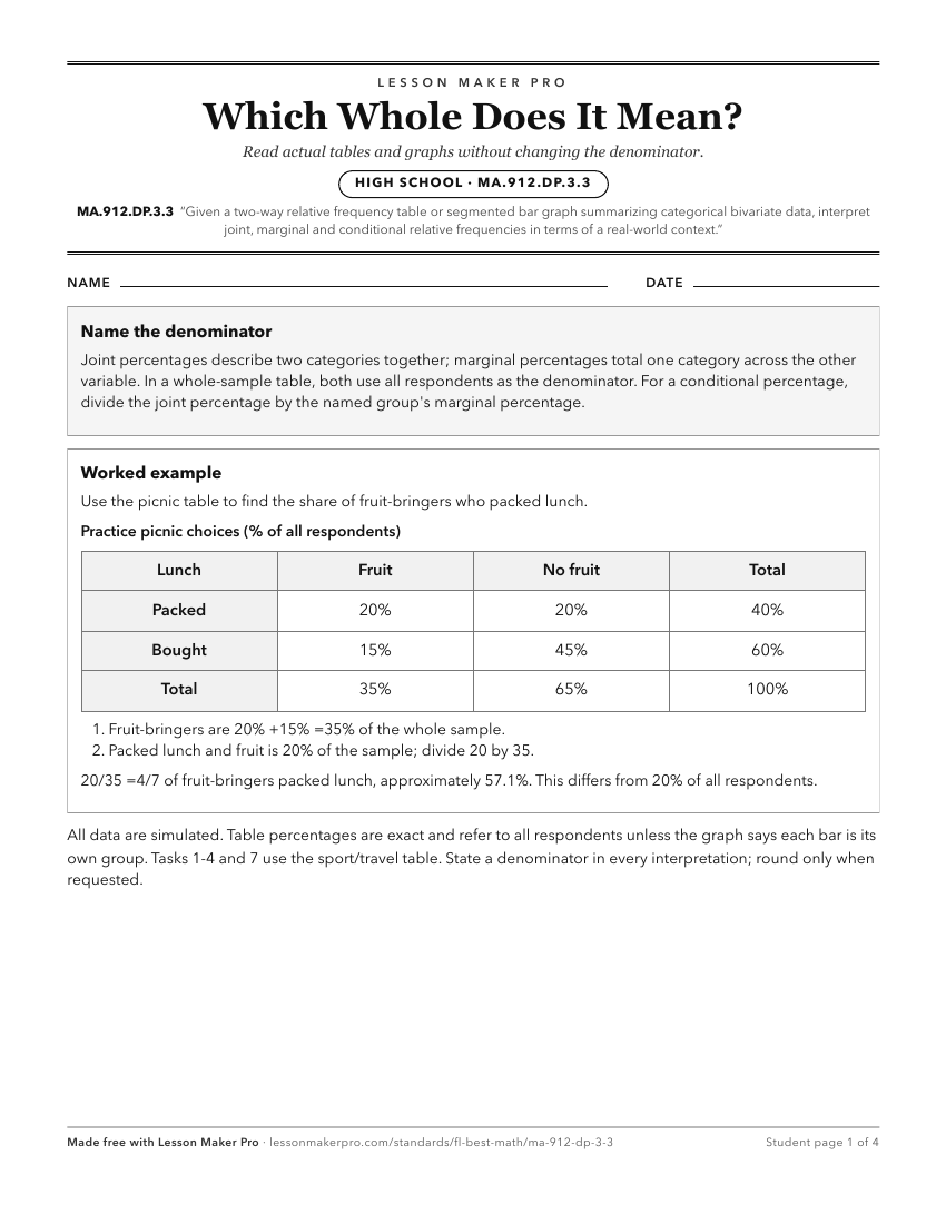 Preview of the MA.912.DP.3.3 printable worksheet