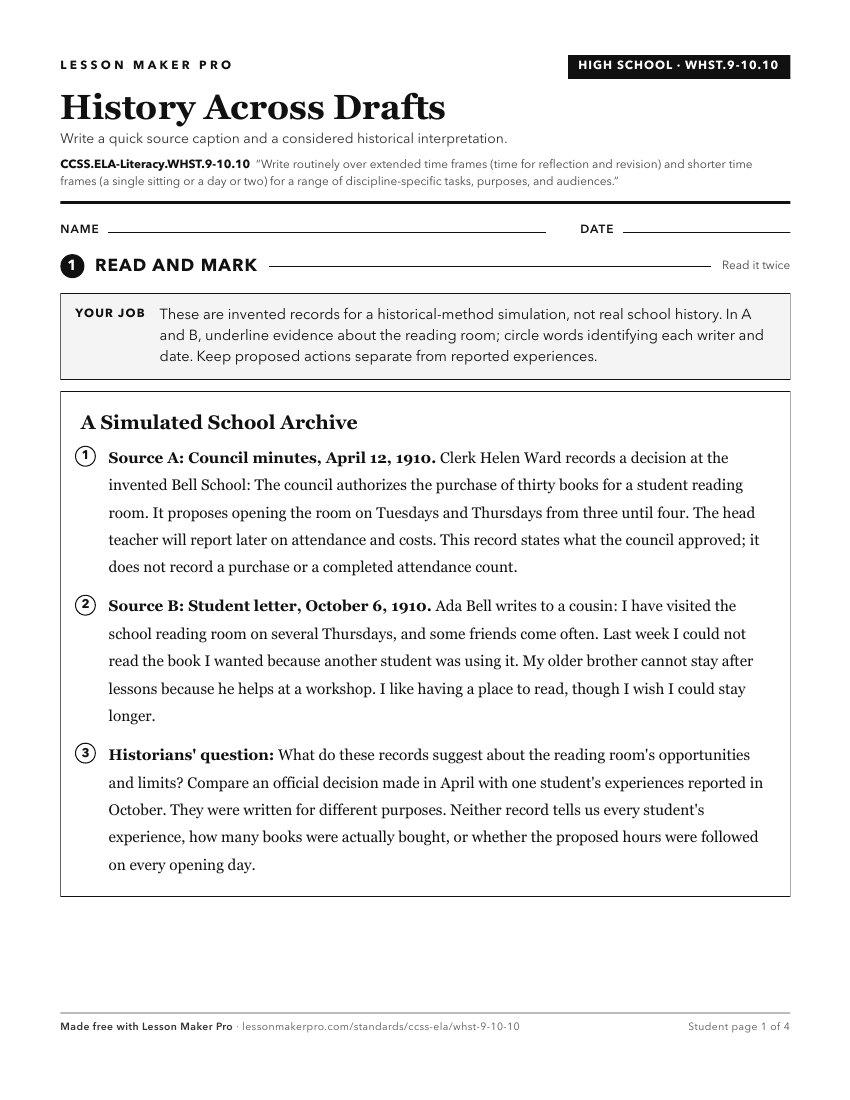 Preview of the CCSS.ELA-Literacy.WHST.9-10.10 printable worksheet