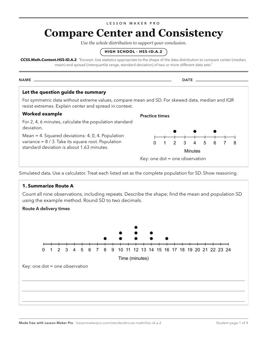 Preview of the CCSS.Math.Content.HSS-ID.A.2 printable worksheet