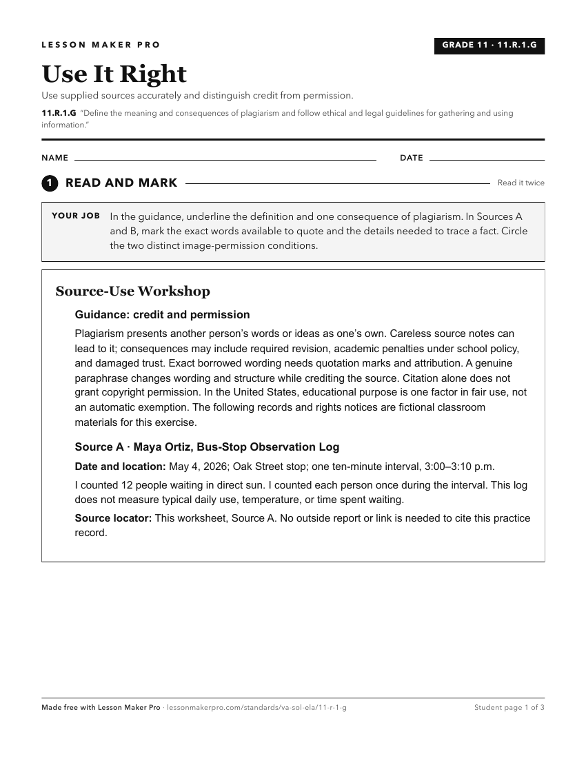Preview of the 11.R.1.G printable worksheet
