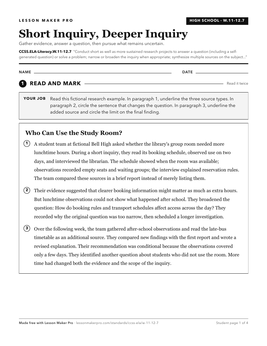 Preview of the CCSS.ELA-Literacy.W.11-12.7 printable worksheet