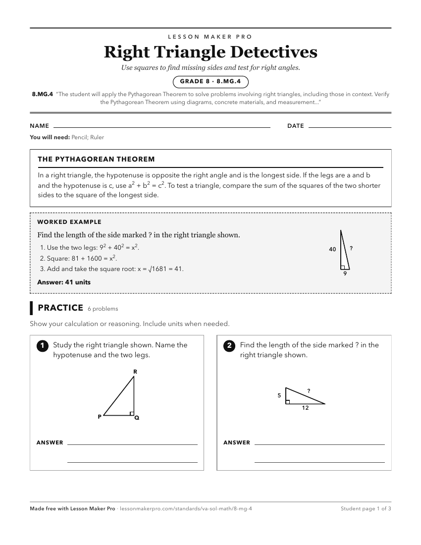 Preview of the 8.MG.4 printable worksheet