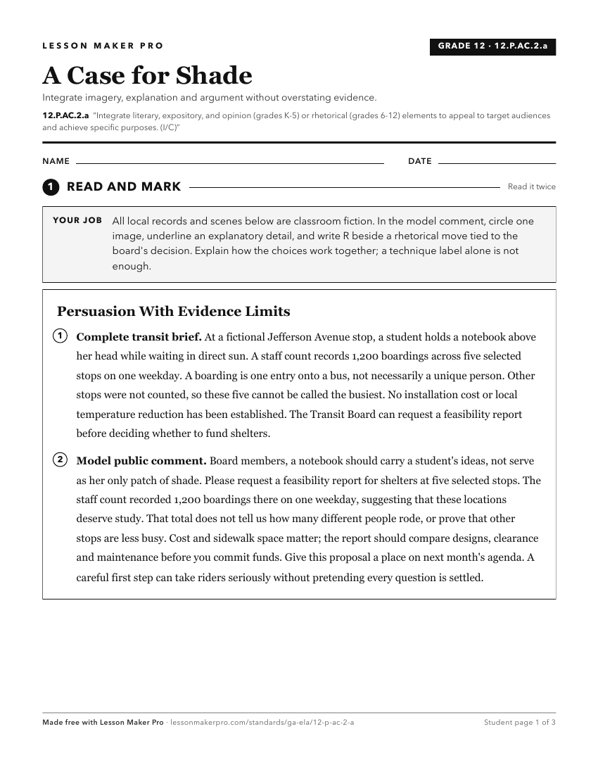 Preview of the 12.P.AC.2.a printable worksheet